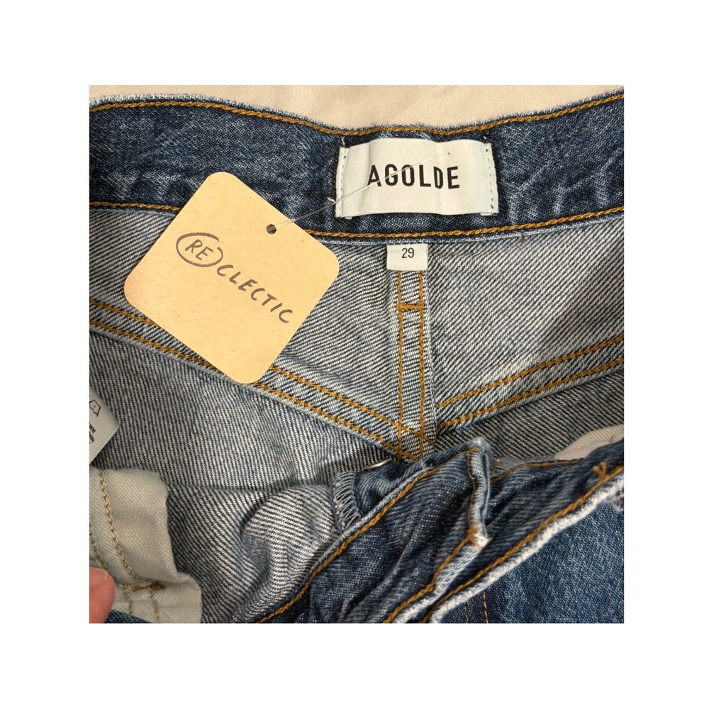 AGOLDE Ren High Rise Wide Leg Jeans Blue Raw Hem A9191-1601 Size 29 - Picture 5 of 11